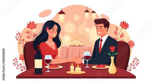 Couple on romantic dinner date.