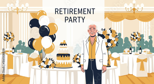 Man at retirement party celebration.