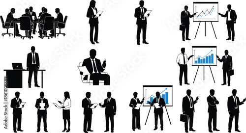 business people silhouettes, office teamwork meeting, corporate presentation growth, leadership discussion, 