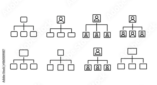 Organized network diagram displaying hierarchical structures and connections represented in a simple silhouette