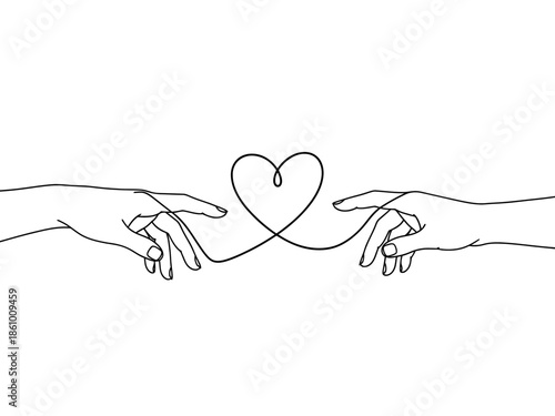 Two hands forming a heart shape together in a simple line illustration