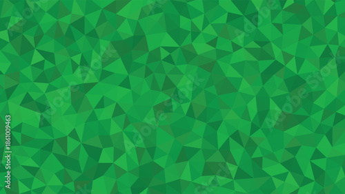 Abstract geometric pattern with green triangles and shades forming a mountain silhouette
