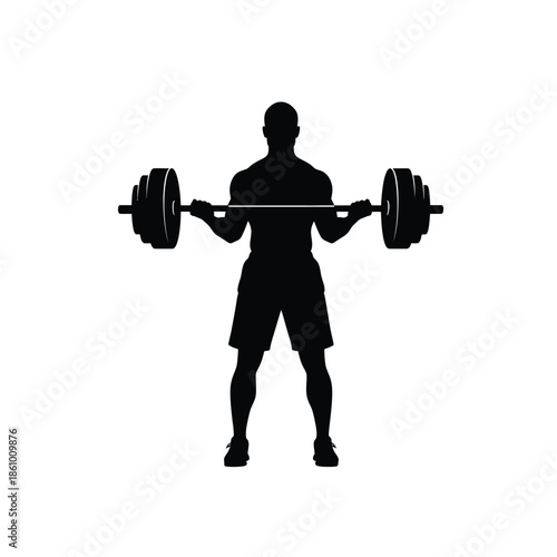 Bodybuilder lifting barbell silhouette