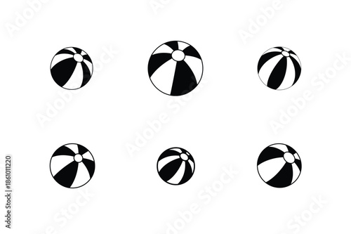 black silhouette and outline inflatable toy vectors isolated on white background.