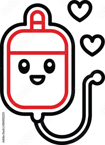 Cute Blood Donation Illustration with Hearts for Valentine’s Day Love Concept