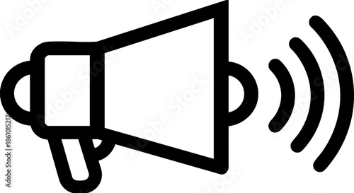 Megaphone Speaker Outline Icon for Announcement, Communication, and Marketing Concept