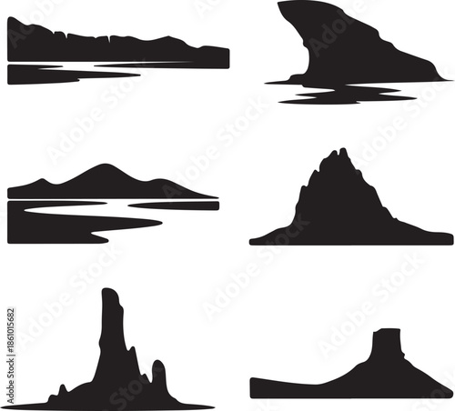 Abstract minimalist mountain and rock formations isolated illustration