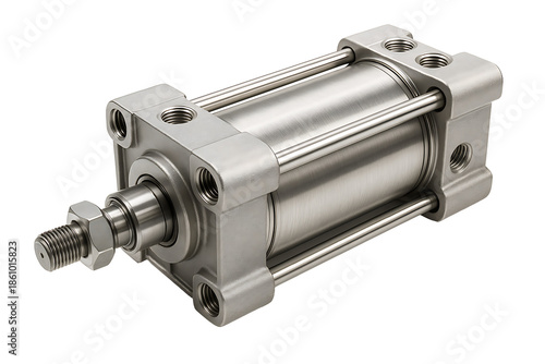 Pneumatic cylinder isolated on transparent background