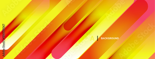 Bright abstract background features dynamic yellow, orange, red layers. Diagonal lines create modern visual effect. Smooth gradients enhance design.