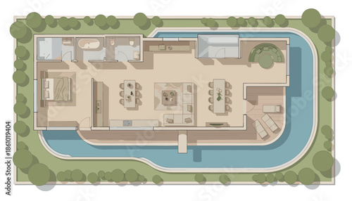 Luxurious modern home with pool and garden