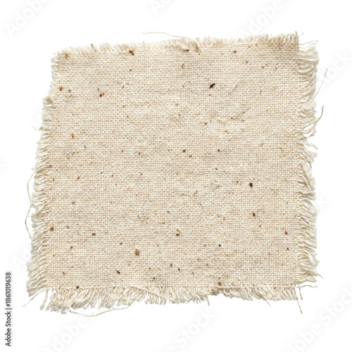 Photos Beige linen fabric swatch with frayed edges
