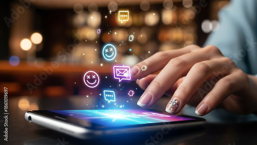 Engaging with Social Media and Messaging Apps on Smartphone in a Trendy Urban Setting, Digital Lifestyle Interaction