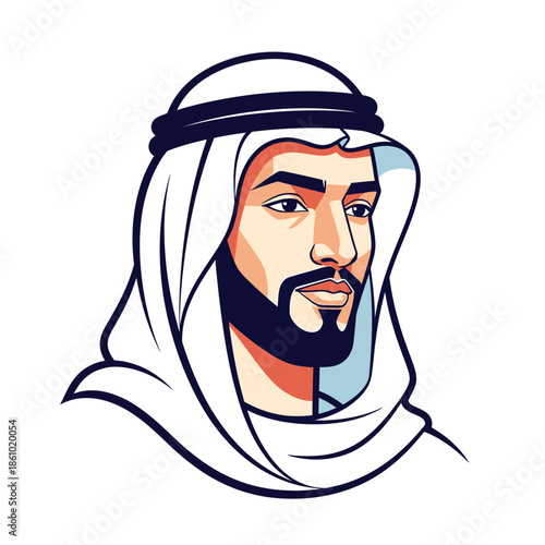 Modern Arab Man Portrait, Traditional Kandura and Ghutra, Confident Expression, Middle Eastern Culture