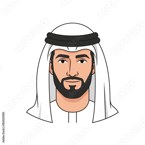Arab Man Portrait, Emirati Man Wearing Traditional Kandura and Ghutra, Middle Eastern Man