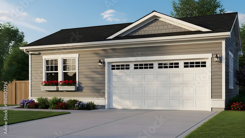 Detached garage structure for residential property and architectural concepts