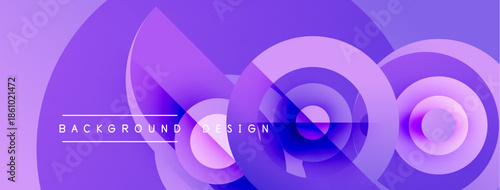 Abstract purple layers create dynamic visual effect. Modern design elements suggest technology, innovation, fluidity. Gradient shades enhance depth.