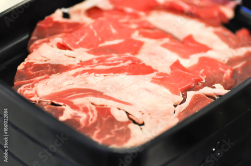 raw beef or sliced beef, beef