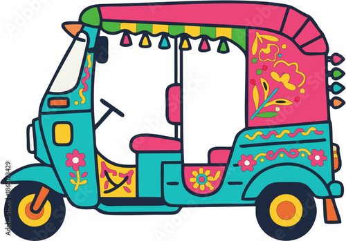 Decorative Rickshaw Vector Ic...