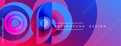 Abstract colorful layers create dynamic visual effect. Gradient shades blend, forming modern background design. Bright hues dominate composition.