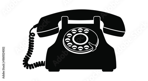 A striking black silhouette of a vintage rotary telephone a classic communication device silhouette