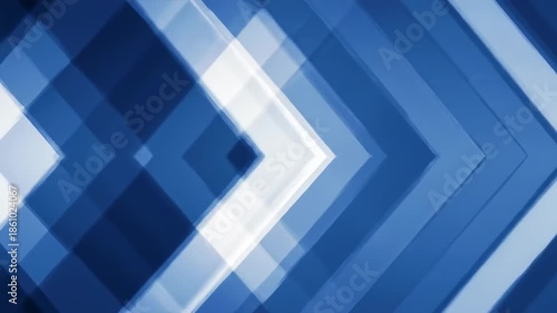 An abstract composition featuring overlapping geometric shapes and a color gradient. The image uses shades of blue to create a sense of depth and movement