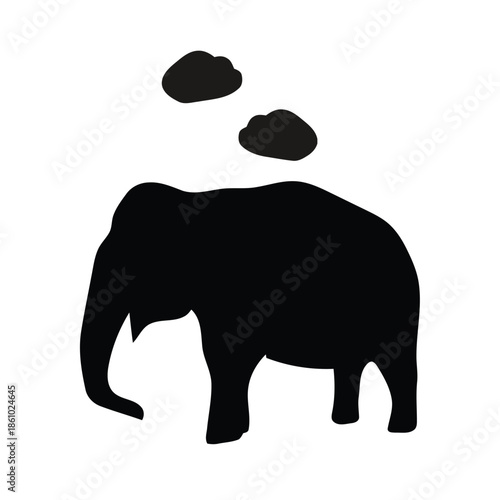 Silhouette of an elephant standing under cloudy sky