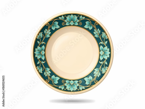 花柄の皿 静物 白背景 , 装飾模様, 上品 飾り