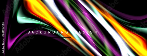 Abstract colorful waves create dynamic background. Bright hues blend, forming flowing shapes, modern design element.