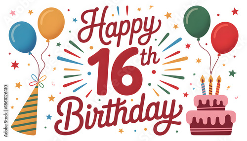 Happy 16th birthday celebration message for sweet sixteen milestone