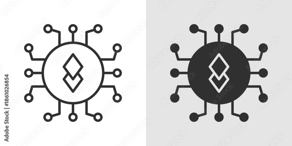 Fototapeta premium DeFi Icon representing blockchain-based financial services, decentralized applications, and peer-to-peer digital transactions.