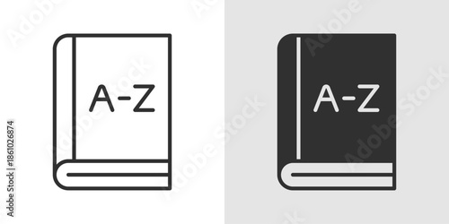 Dictionary Icon representing reference materials, word definitions, language learning, and educational resources.