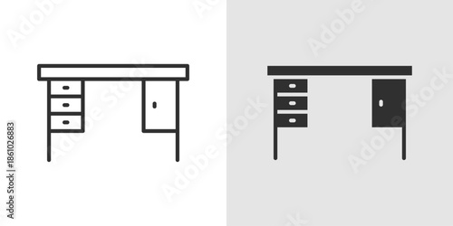 Desk Icon representing workspace, office setup, home office, study area, and productivity environments.