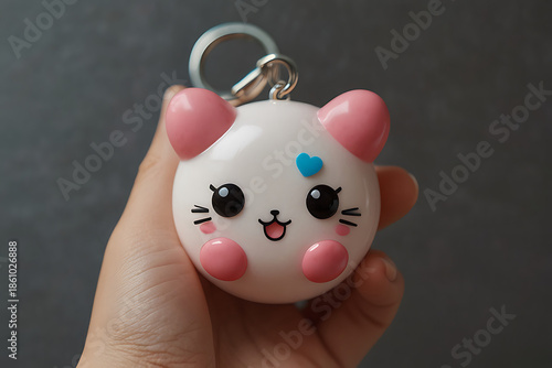 Adorable kawaii keychain with love icon