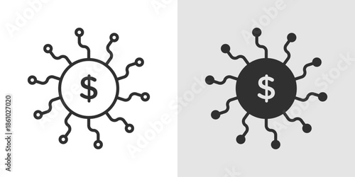 Digital Currency Icon representing cryptocurrencies, blockchain-based money, online transactions, and digital financial assets.
