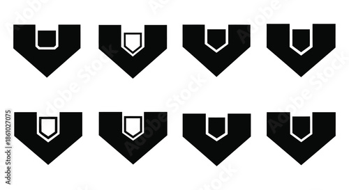 A series of abstract geometrical shapes in black arranged in rows a striking silhouette