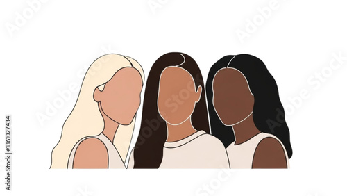 Diverse Women Standing Together in a United Front View
