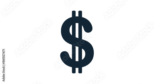 A dark blue silhouette of a united states dollar sign against a white background silhouette