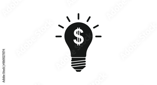 A black silhouette of a lightbulb containing a dollar sign representing financial ideas silhouette