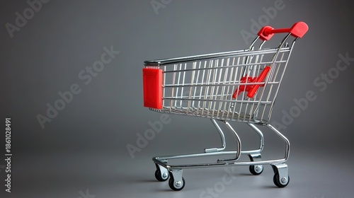 hypermarket. Shopping cart isolated on a clean background, modern design with a professional product showcase style. pitch deck slides.