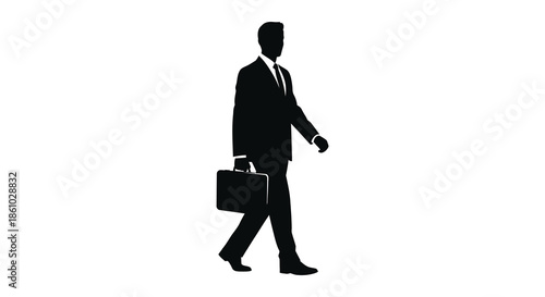 A formal businessman walking with a briefcase showcasing a classic and professional silhouette