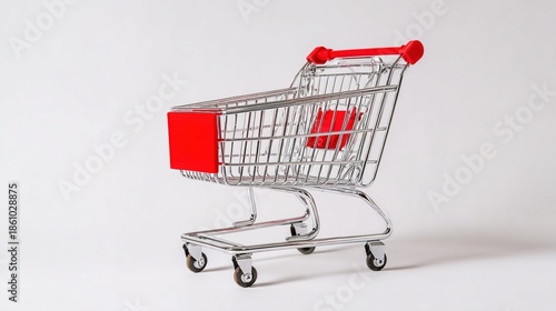 hypermarket. Shopping cart isolated on a clean background, modern design with a professional product showcase style. pitch deck slides.