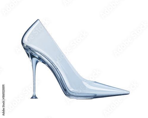 Elegant transparent high heel shoe isolated on transparent background