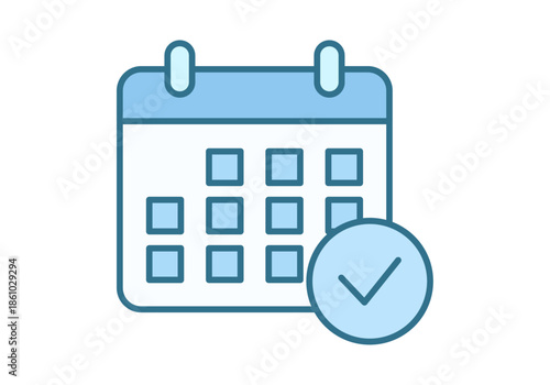 Calendario azul con marca de verificación para organización de eventos y planificación de tareas