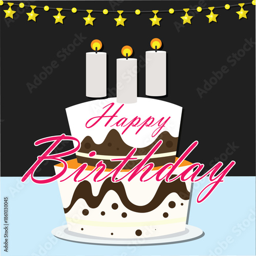 Birthday cake party style vector design. 