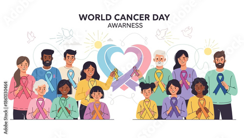 World Cancer Day awareness illustration