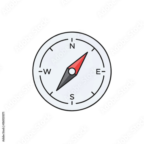 Illustrated compass rose icon showing cardinal directions and a red magnetic needle for navigation and travel. Free Download Illustrated compass rose icon showing cardinal directions and a red magnetic needle for navigation and travel. - GFXLoad
