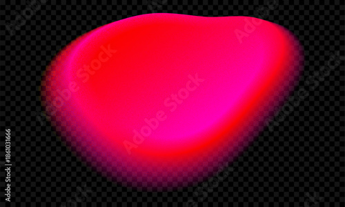 Red pink aura gradient shape. Blurry color gradation on abstract blob. Watercolor fluid texture overlay. Y2k fluorescent glow element with grain and ombre effect. Liquid unfocused geometric spot