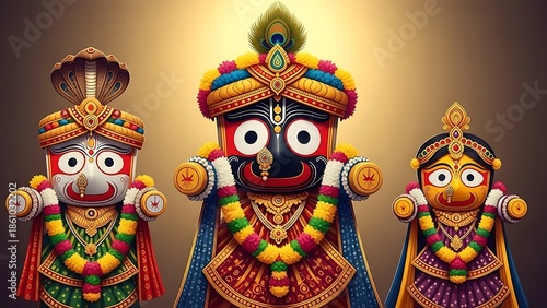 Traditional Jagannath Dev Spiritual Illustration with Sacred Colors