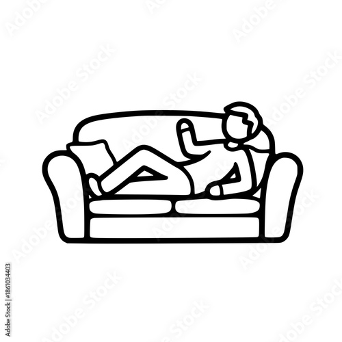 A person relaxing on a sofa in a calm indoor environment from a side view