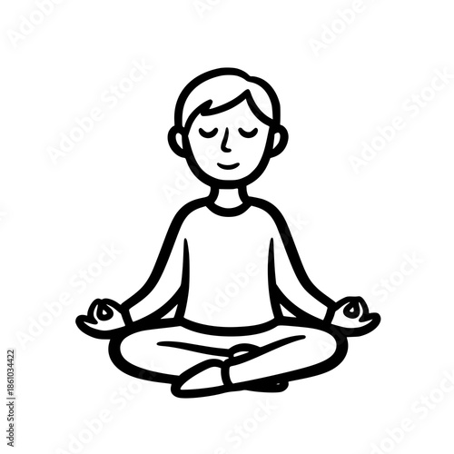 A person meditating peacefully in a serene environment with eyes closed and a calm expression